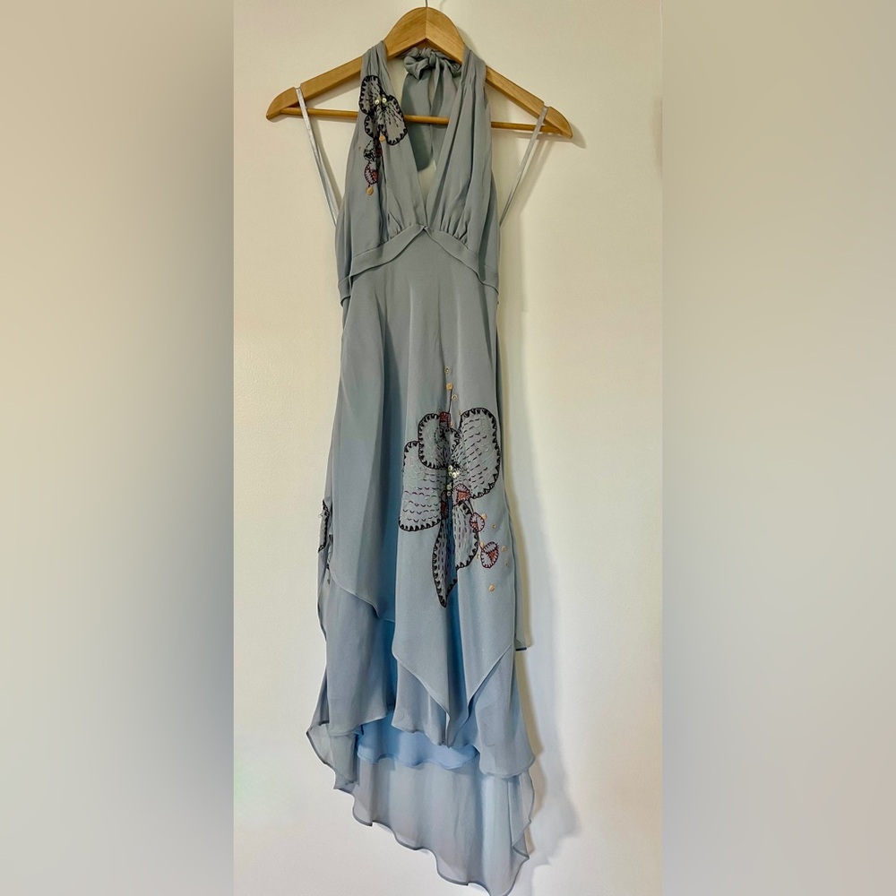 BCBGMaxAzria Silk Halter Dress